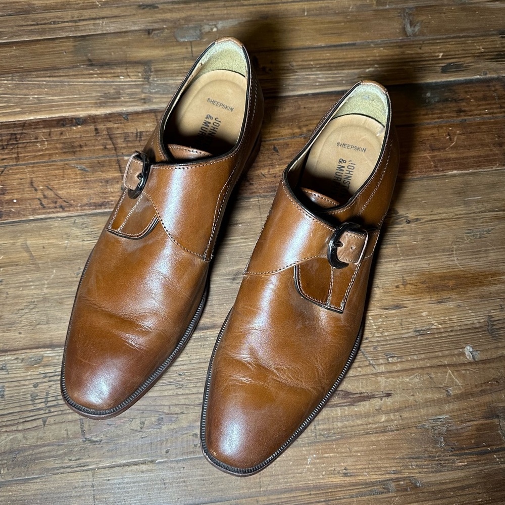 Johnson & Murphy Single Monk Strap Sheepskin Leather dress shoes